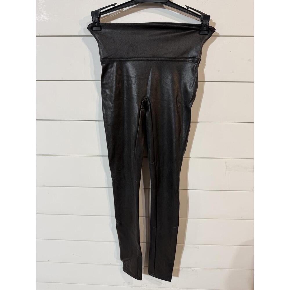 SPANX Women's Black Faux Leather High Waisted Leggings XS